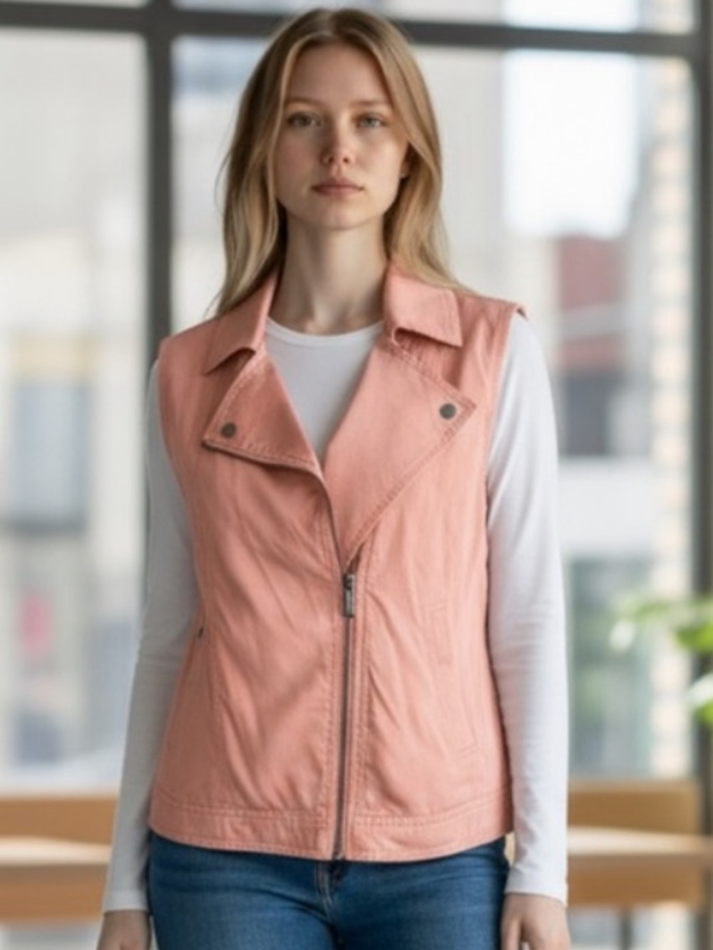 Sanctuary Blush Pink Edgy Moto Vest NWT